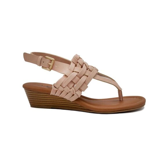 SUGAR Womens Pink Woven Demi Wedge Simone Open Toe Wedge Thong Sandals 8 M - Picture 2 of 4